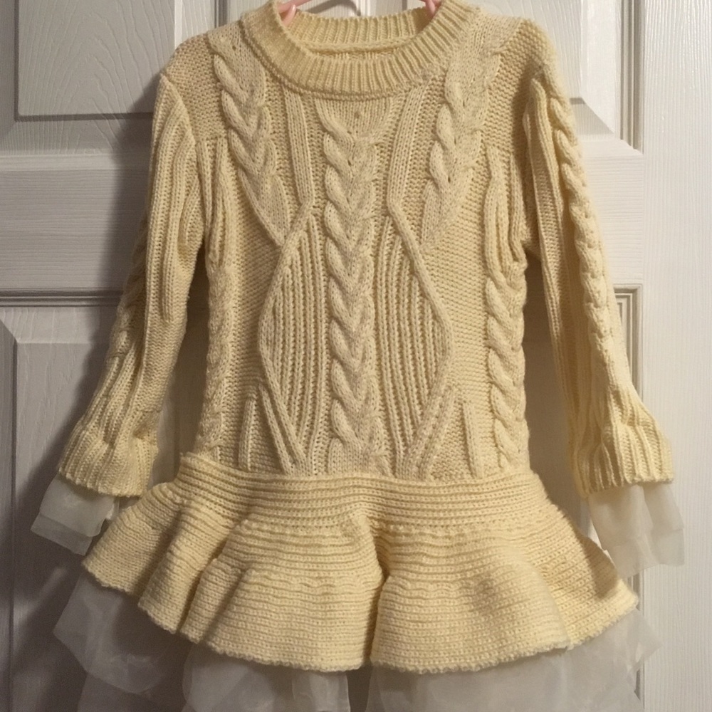 Toddler sweater dress with tulle bottom
